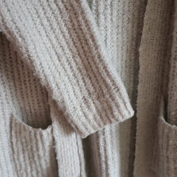 Dreamers Open Front S/M Knit Longline Grey Woven Ribbed Sweater Cardigan - Picture 7 of 10